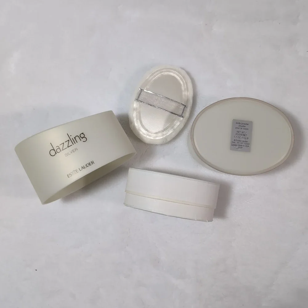 New Estee Lauder Dazzling Silver Body Powder Women‎ 1.7oz Floral Scented Puff